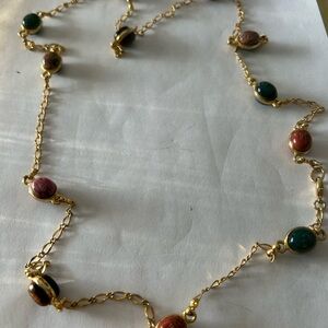 Elegant Gold and Multicolor Beaded Necklace
